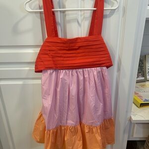Entro Pink and Orange Tiered Dress Womens M Easter